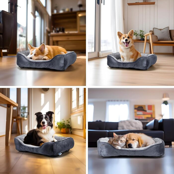 Dog Bed for Dogs 67x57cm, Non-Slip Dog Basket, Super Soft Fiber Filling, Washable Pet Bed for Small and Medium Dogs and Cats