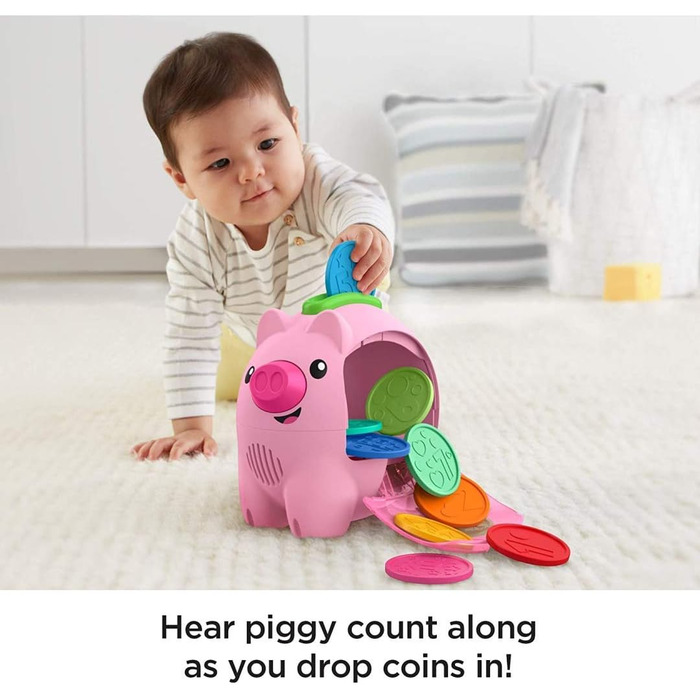 Fisher-Price Сміх та Навчання Лічильна Скарбничка, музична іграшка для малюків, багатобарвна