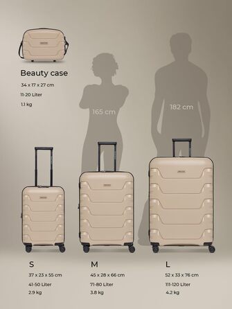 Набір валіз SMARTBOX Hartschalen 3 шт. | Розширюваний, з TSA-замком, з поліпропілену | Beige (Edition 01)