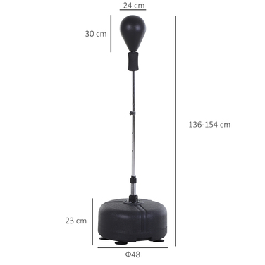 HOMCOM Punching Ball Set Standbox Training Set 136-154 cm Height Adjustable with 1 Pair of Gloves Suitable for Professionals and Beginners Black | Aosom