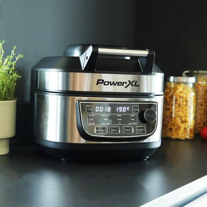 PowerXL MultiCooker Frying Basket Set - 12-in-1 Multi-Cooker with Keep Warm Function - Hot Air Fryer, Oven, Skillet, and More - 5.7 Liters - 12 Cooking Programs - Air Fryer - 80% Less Fat