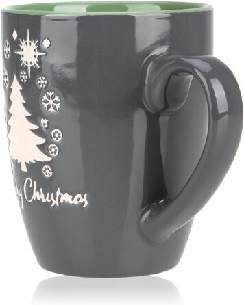 4 чашки для кави Com-Four® з кераміки, 250 мл, святковий дизайн (червоний/сірий/зелений/синій)