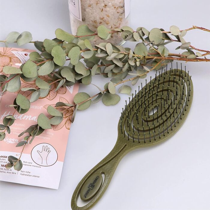 Щітка для волосся Chiara Ambra без заплутування - для жінок та чоловіків - розпушувач для кучерявого та довгого волосся - екологічна щітка-розпушувач, щітки для волосся - (Оливковий)