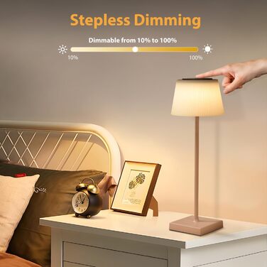 Світлодіодна настільна лампа Aigostar акумуляторна бездротова, димується сенсорним дотиком, 3 режими світла, водонепроникна IP54 для дому та саду (Світло-коричнева)