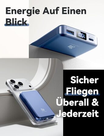 Power Bank MagSafe 10000mAh Dark Blue – Бездротовий магнітний зарядний пристрій для iPhone 15/14/13/12 Pro Max, 20W PD швидка зарядка, USB-C