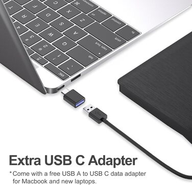 Зовнішній DVD-записувач ORIGBELIE USB 3.0, портативний CD-ROM привід +/-RW для ноутбука, ПК, MacBook, Windows, Linux