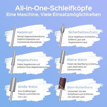 Електрична машинка для манікюру COSLUS 40000 об/хв: професійний набір для догляду за нігтями 6-в-1. Підходить для гелевих та акрилових нігтів, видалення гелю та педикюру. Компактна, тиха, біла.