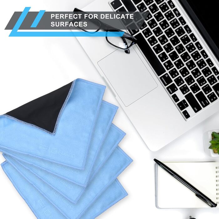 Серветки для чищення з мікрофібри Eco-Fused (5 шт.) - двосторонні - для смартфонів, LCD-телевізорів, планшетів, екранів ноутбуків, об'єктивів камер - 17 x 16 см (блакитні)