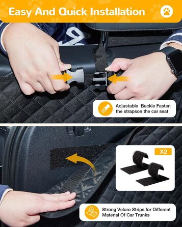 Захист для багажника автомобіля для собак: водонепроникний та стійкий до подряпин килимок з захистом бокових панелей та краю багажника. Легкий у догляді та міцний, чорний.