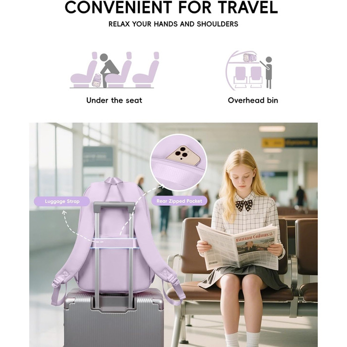 Рюкзак Tanou для дівчаток, шкільний набір: рюкзак, сумка через плече та пенал. Шкільний рюкзак для підлітків та школярів, фіолетовий колір