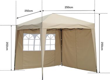 2.5x2.5m Folding Patio Canopy, Water-Resistant, Steel and Polyester (Beige)