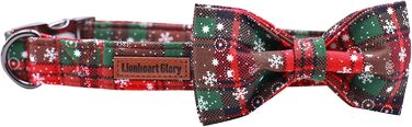 Нашийник для собак Lionheart Glory з візерунком клітинки, регульований м'який нашийник з метеликом, нашийник з бантиком для середніх собак, подарунок для домашніх тварин, червоно-зелена клітинка (1 шт.)