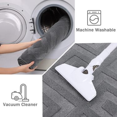 Килимок для вітальні SHACOS з коротким ворсом, сірий, 120 x 160 см. Геометричний килим з 3D ефектом, антиковзаюча підкладка, для спальні, їдальні