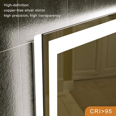 LED дзеркало для ванної кімнати KWW 80x100 см з підсвічуванням, протитуманне, регульоване освітлення, настінне, з сенсорною кнопкою