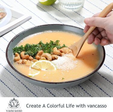 Набір тарілок Vancasso MODA Steingut (8 шт.) 800 мл, сірий: супові, для пасти, салатні