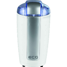 Електрична кавомолка ECG KM 110 для кави та горіхів, з нержавіючої сталі, біло-срібна