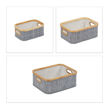Set of 3 Gray Storage Baskets