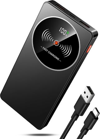 Портативний зарядний пристрій Power Bank Klein 10000mAh з USB-C, 3 порти, сумісний з iPhone 17/16/15/14/13 Pro Max Plus Mini, Android, чорний