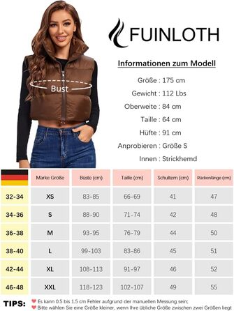 Степлена жилетка Fuinloth Daen Weste з коротким коміром для зими та перехідного періоду (38-40, Коричнева)