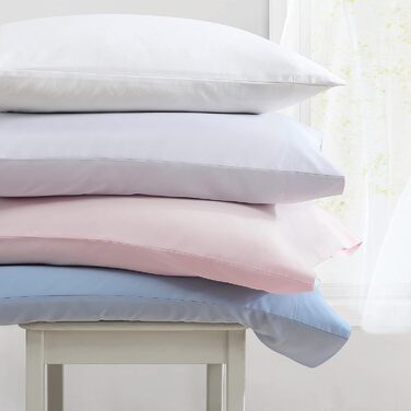 Laura Ashley - Bedding Set for King-Size Beds, Luxurious Satin Cotton, 800 Thread Count, Soft and Smooth Home Decor (Solid, White, King Size Bed)