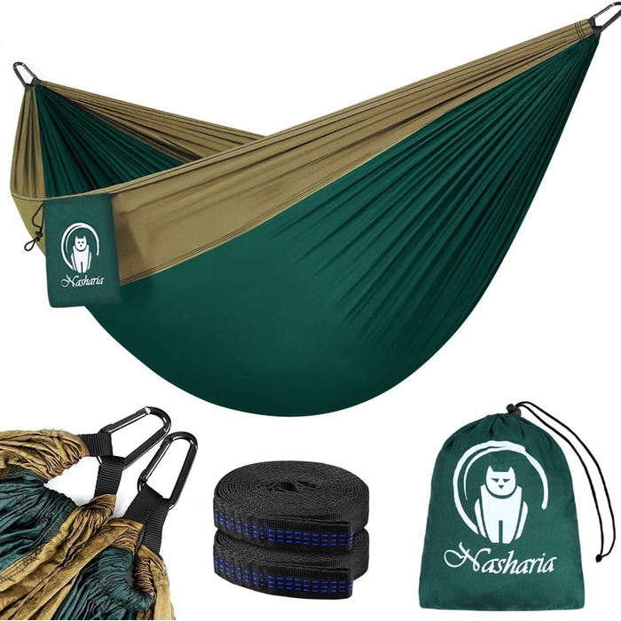 Гамак для кемпінгу на 2 особи, 300 кг, 275x140 см, нейлон, дихаючий, для відпочинку на природі, у саду та на пляжі