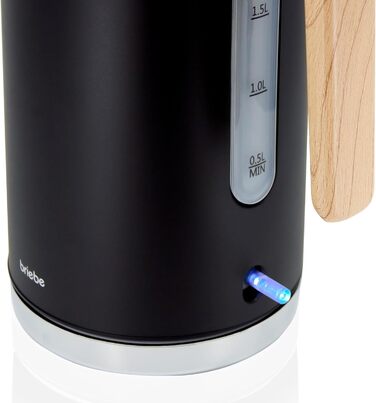 Тостер Briebe Nordic Set з широкими слотами та підставою для бургерів, 6 режимів підсмажування + Електричний чайник 1,7л, 2200W, чорний, набір для сніданку