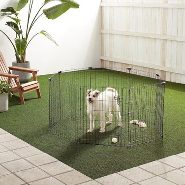 Amazon Basics Octagon, Square, and Rectangle Dog Playpen - Foldable Metal Crate with Door - 152.4 x 152.4 x 76.2 cm