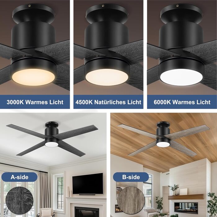 Стеляний вентилятор Ohniyou з підсвіткою та пультом керування – 96,5 см (38 дюймів). Тихий, регульований, для спальні, тераси, внутрішнього/зовнішнього використання (Чорний, сучасний)