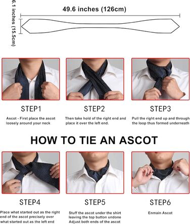 HISDERN Шовковий краватко-шарф чоловічий Paisley для весілля, Ascot, краватка-хустинка, білий, універсальний розмір. Комплект з кишеньковим хустинкою для бізнесу.