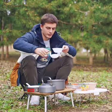 Bulin Camping Cookware Set, Outdoor Camping Cookset Aluminum, Camping Pots and Pans for 1-2-4-6 People Picnic Camping Hiking