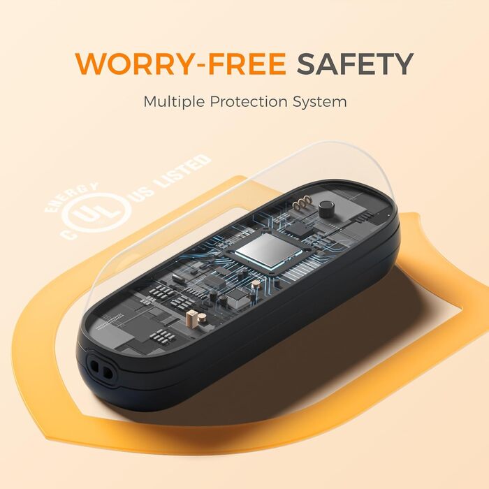 Нагрівач для рук OCOOPA UT2S Mini, 5200mAh, 2 шт. в комплекті, магнітний, електричний, для кемпінгу та активного відпочинку, подарунок для жінок та чоловіків (чорний/фіолетовий)