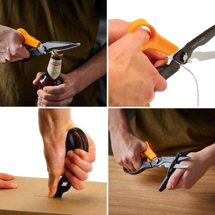 Універсальні ножиці Fiskars Cuts + More з титановим покриттям та заточувачем, розбірні леза, 23 см, чорно-помаранчеві, 1000809