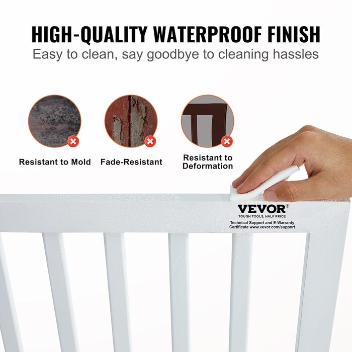Ворота для собак VEVOR, захист для домашніх тварин, 508 x 610 мм, 4-секційні, розкладні, білі. Захист для сходів та дверних прорізів.
