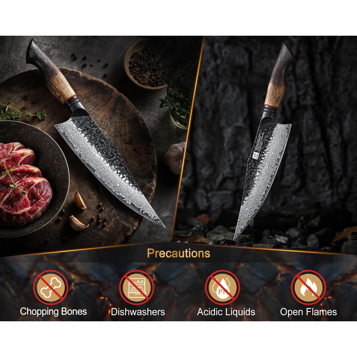 Ніж кухарський XINZUO 21.9 см з дамаської сталі, 67 шарів, професійний, з ергономічною ручкою з білої бука, серія Mo