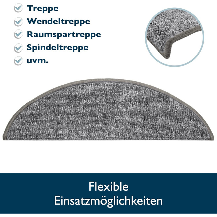 Килимок на сходи Beautissu ProStair 55x15 см (15 шт.) - сірий, самоклеючий, для вузьких сходів