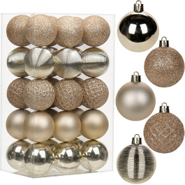 5 см золоті новорічні кулі-орнаменти для ялинки, 30 шт. (стійкі до пошкоджень, пластик)