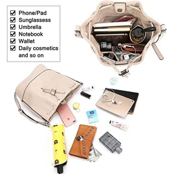 Сумка жіноча AFKOMST бежева: легка сумка на плече, велика м'яка сумка-шопер з двома ремінцями