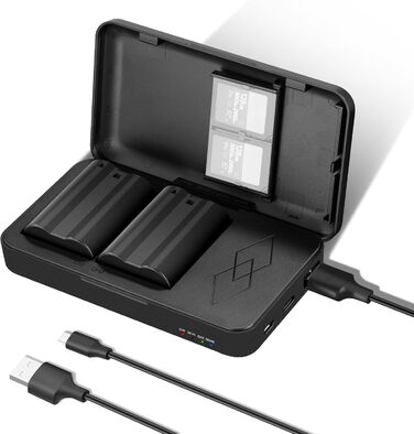 Акумулятор NEEWER 2280mAh (2 шт.) з USB-зарядним пристроєм, сумісний з Sony ZV-E10II, A9III, A7CII, ZV-E1, A7III, A7IV, FX3, FX30, A6700, A1, A7C, A7CR, A7RIV, A7RV, A7SIII, A9II (EN-EL15c)