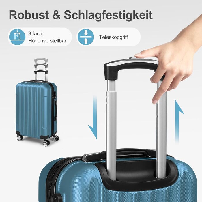 Набір валіз LALAHO 5 шт. з косметичкою, з ABS пластику, для подорожей, багаж з косметичкою та ручною поклажею, Бордовий (смужки)