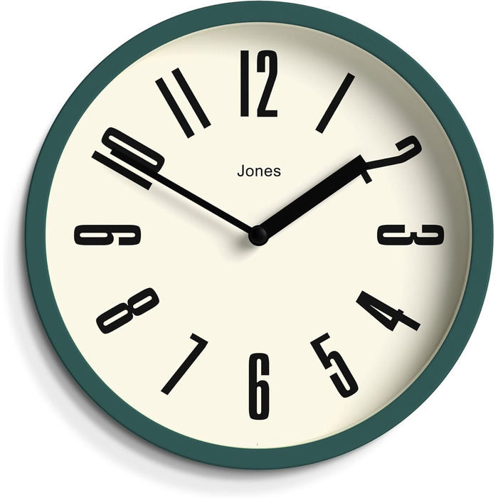 JONES CLOCKS® Hot Tub Wall Clock | Small Retro Round Clock | 20cm | Easy-to-read numbers | Ideal for kitchen, office, kids' room or any small room (Dark Green)