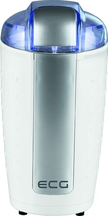 Електрична кавомолка ECG KM 110 для кави та горіхів, з нержавіючої сталі, біло-срібна