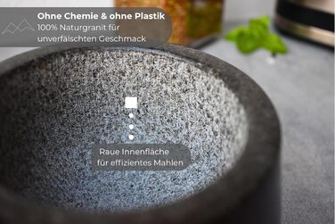Гранітний ступка з товчником BERGART - ступка з високоякісного граніту, довговічна, для трав, спецій та песто