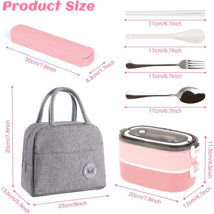Ланчбокс дорослий з сумкою, б/дос. контейнер для їжі для дітей з 3 відсіками, вил. витікання, мікрохвл. б/дос. бенто-бокс для роботи, школи, пікніка, подорожей (рожевий)