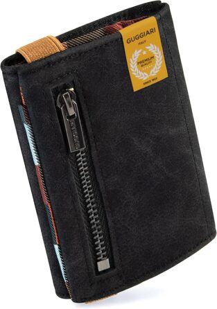 GUGGIARI® Slim Wallet with Coin Pocket made of Microfiber Jacquard with RFID Protection - Slim Wallet for Credit Cards - Credit Card Holder - Wallet for On the Go