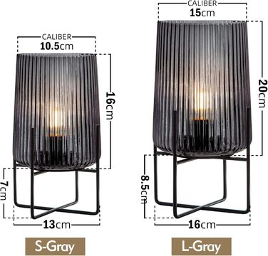 Бездротова настільна лампа з таймером, вінтажний дизайн, акумуляторна LED лампа для дому та вулиці, сірий колір, розмір L