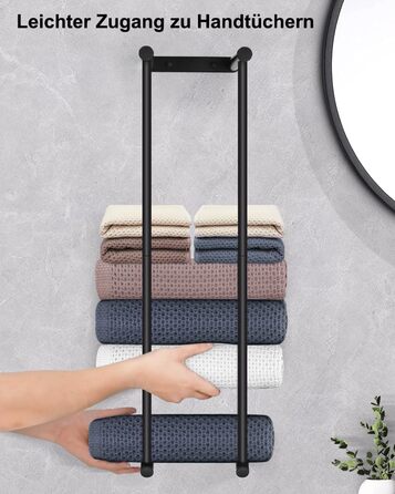 Настінна сушарка для рушників LIVEHITOP без свердління, 75 см, чорний, нержавіюча сталь, велика місткість