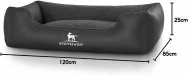 Cuddly Wuff Dog Bed XXL Faux Leather Dog Basket Dog Sofa Dog Cushion Dog Basket Washable Milan, 120 x 85cm, black