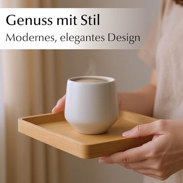 Набір чашок для еспресо Miamio 4 шт (90 мл) з кераміки без ручки, товстостінні, класичний пастельний колір, Luxe Collection