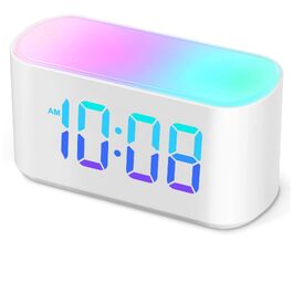 Дитячий цифровий будильник з нічником: 9 RGB кольорів, LED-дисплей з великими цифрами, функція диммера, подарунок для дівчаток та хлопчиків