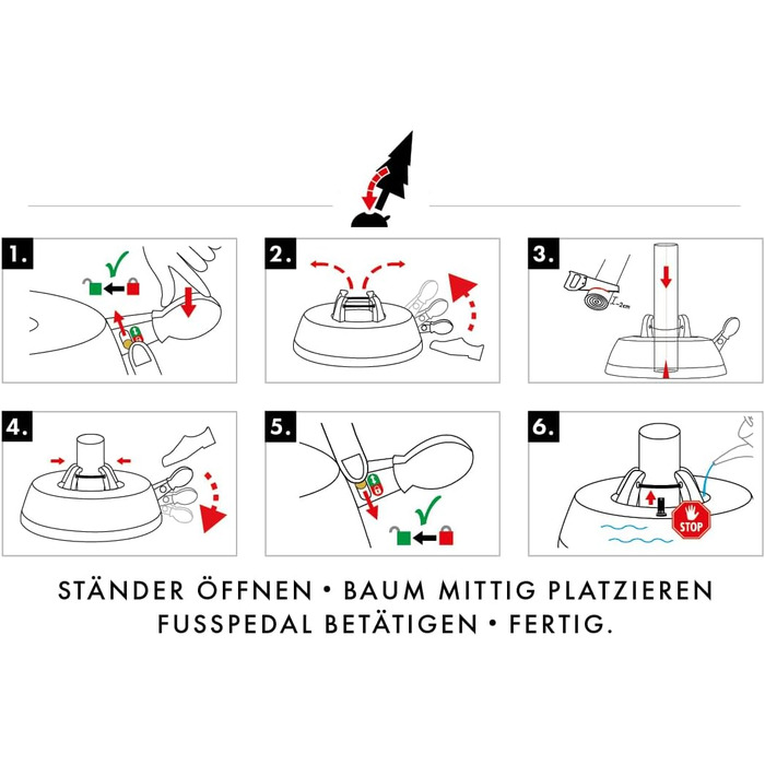 KRINNER® X-Series Christmas Tree Stand X-260 New Christmas Tree Stand incl. Foot Pedal and 3.5 Liter Water Tank for Tree Height up to 2.6m Made IN Germany 94325